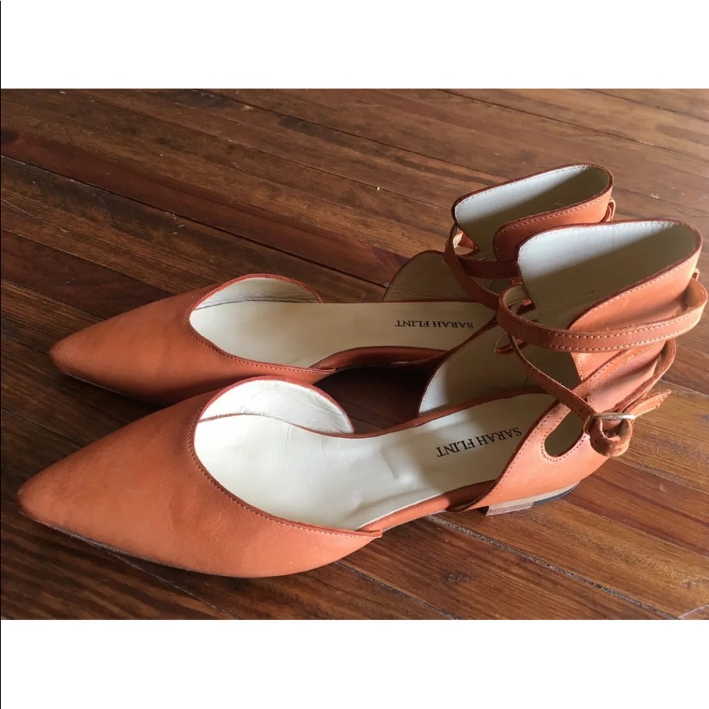 Sarah Flint Ankle Strap d’ Orsay Italy Flats 37.5